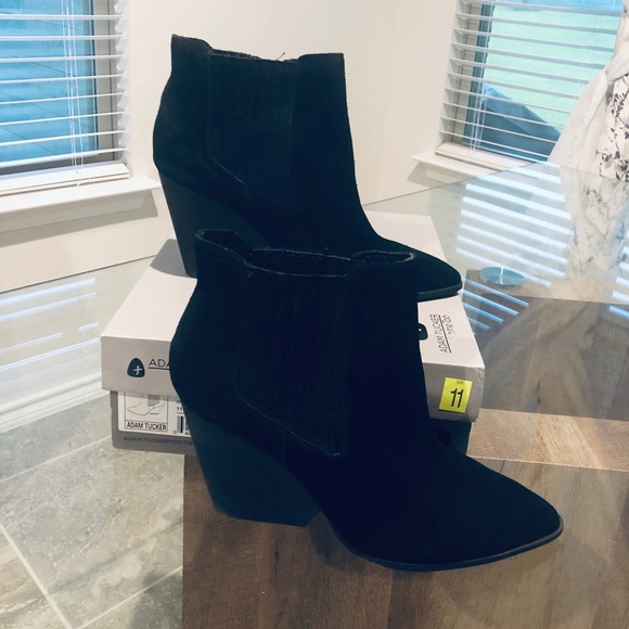 Adam Tucker Suede Leather Wedge Ankle Boots Size 11M New in Box Retail $140 - Picture 5 of 9